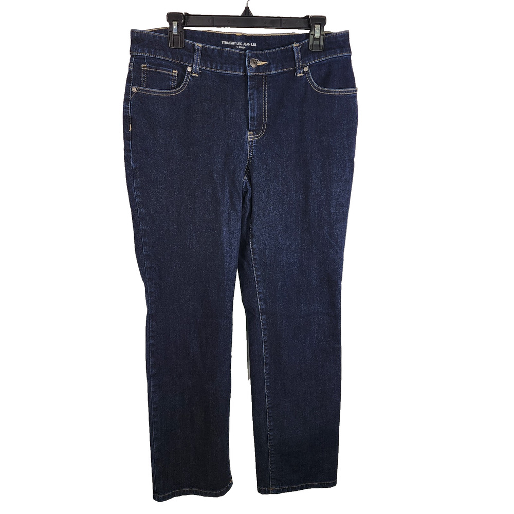 Chico's Women Denim Mid Rise Straight Jean 1.5S US 10 Telluride Med Wash Stretch